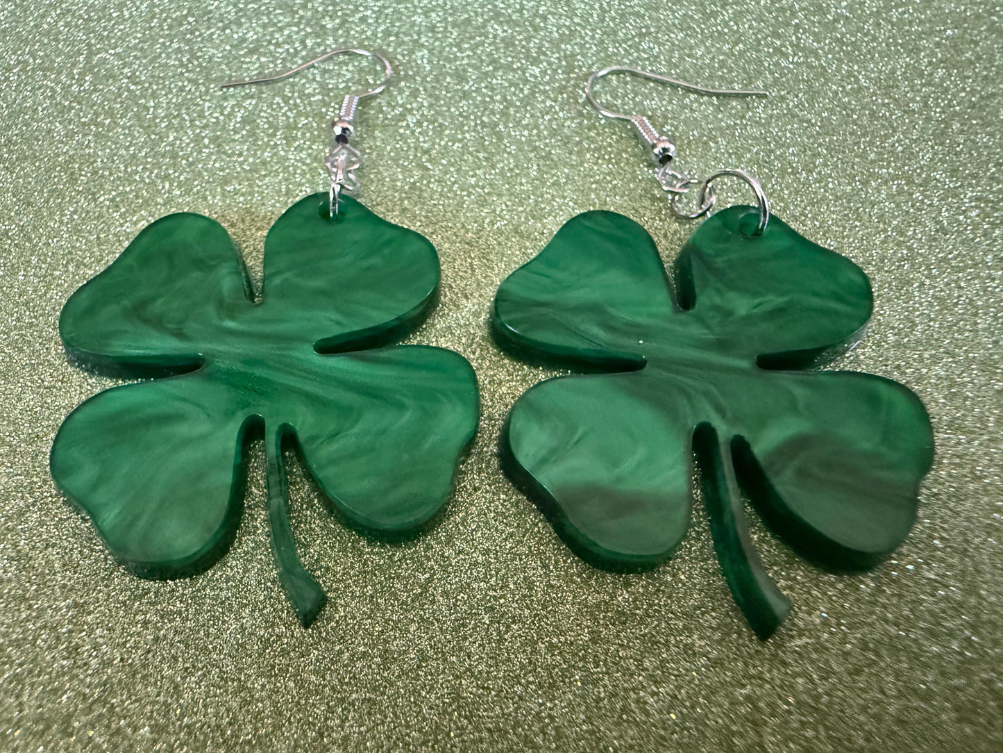 Four Leaf Clover Earrings: Laser Cut Acrylic Earrings, St. Patrick's Day, Green Earrings, Leprechaun, Irish, Best Gifts for Her/Him/Them