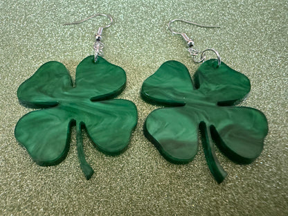 Four Leaf Clover Earrings: Laser Cut Acrylic Earrings, St. Patrick's Day, Green Earrings, Leprechaun, Irish, Best Gifts for Her/Him/Them