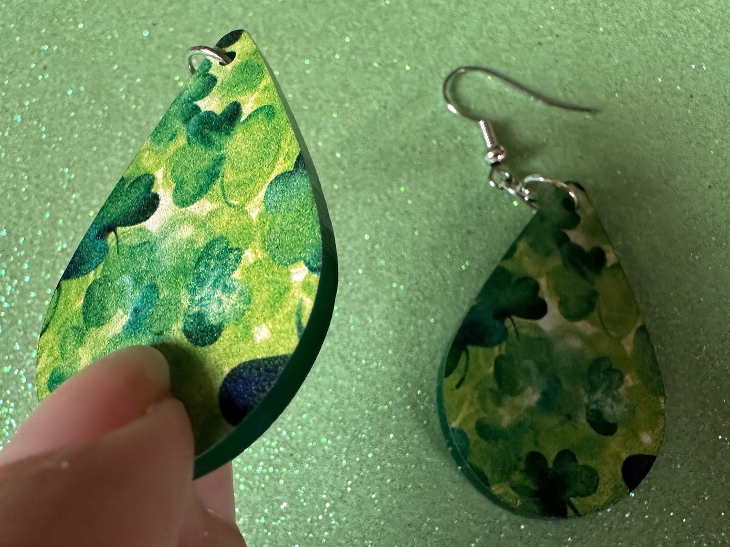 Four Leaf Clover Earrings: Laser Cut Acrylic Earrings, St. Patrick's Day, Green Earrings, Leprechaun, Irish, Best Gifts for Her/Him/Them