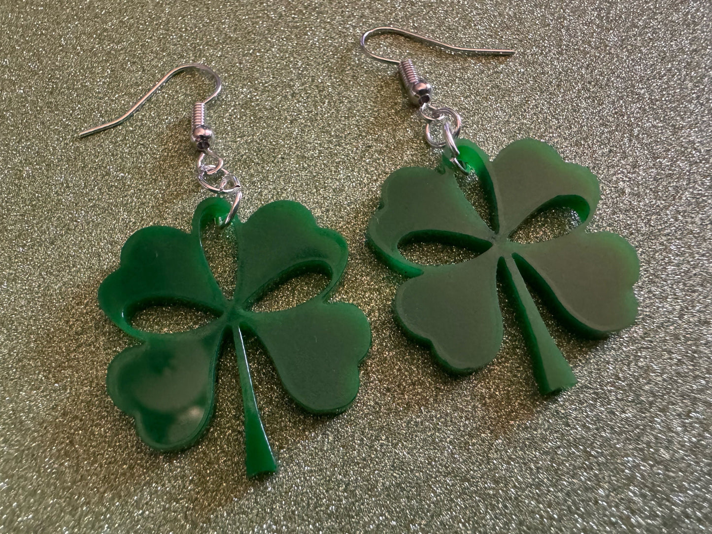 Four Leaf Clover Earrings: Laser Cut Acrylic Earrings, St. Patrick's Day, Green Earrings, Leprechaun, Irish, Best Gifts for Her/Him/Them