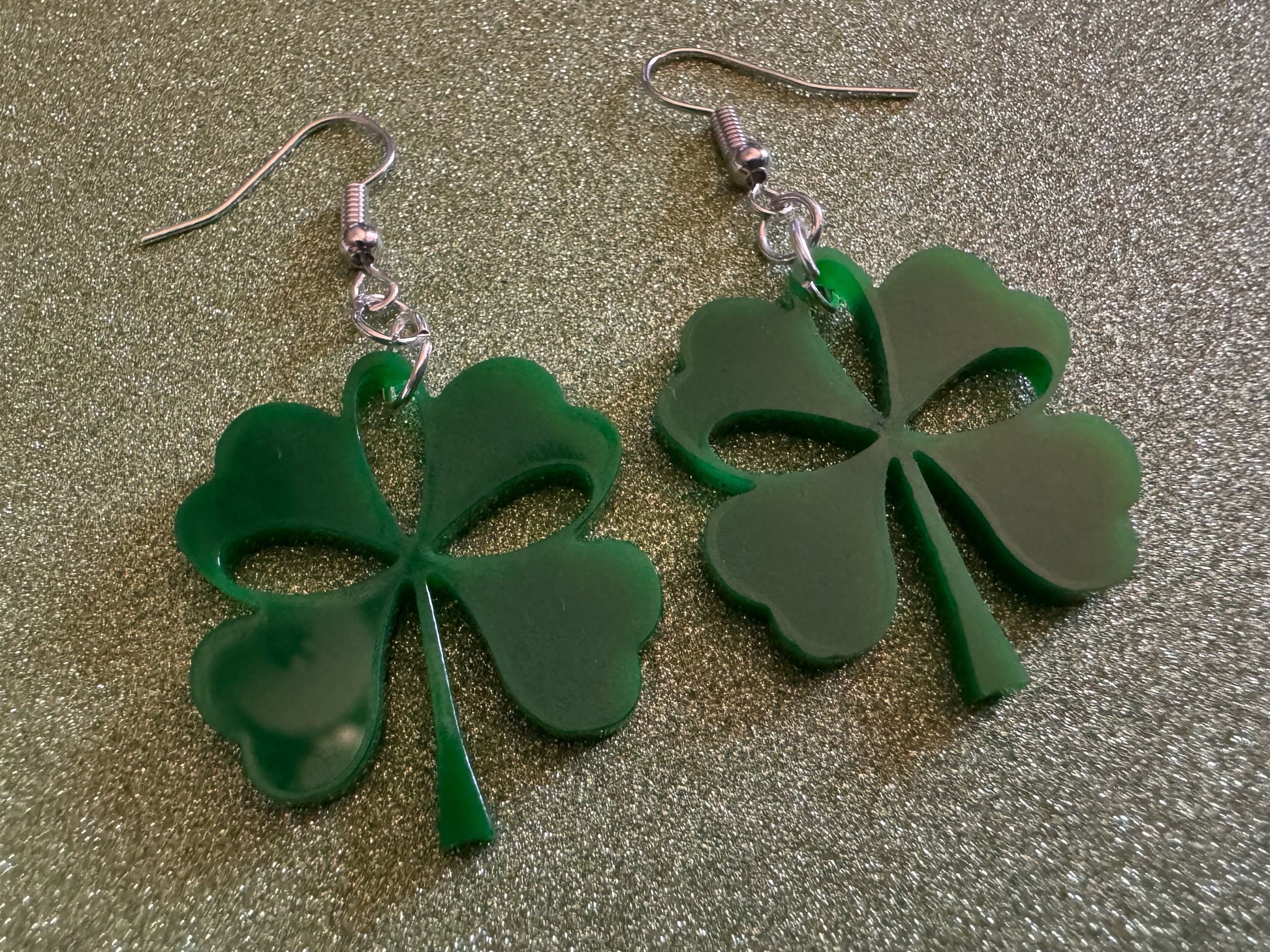 Four Leaf Clover Earrings: Laser Cut Acrylic Earrings, St. Patrick's Day, Green Earrings, Leprechaun, Irish, Best Gifts for Her/Him/Them