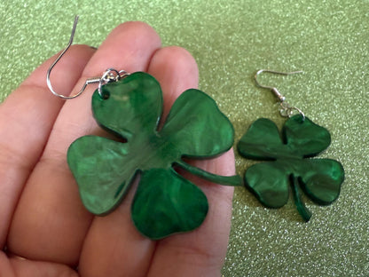 Four Leaf Clover Earrings: Laser Cut Acrylic Earrings, St. Patrick's Day, Green Earrings, Leprechaun, Irish, Best Gifts for Her/Him/Them