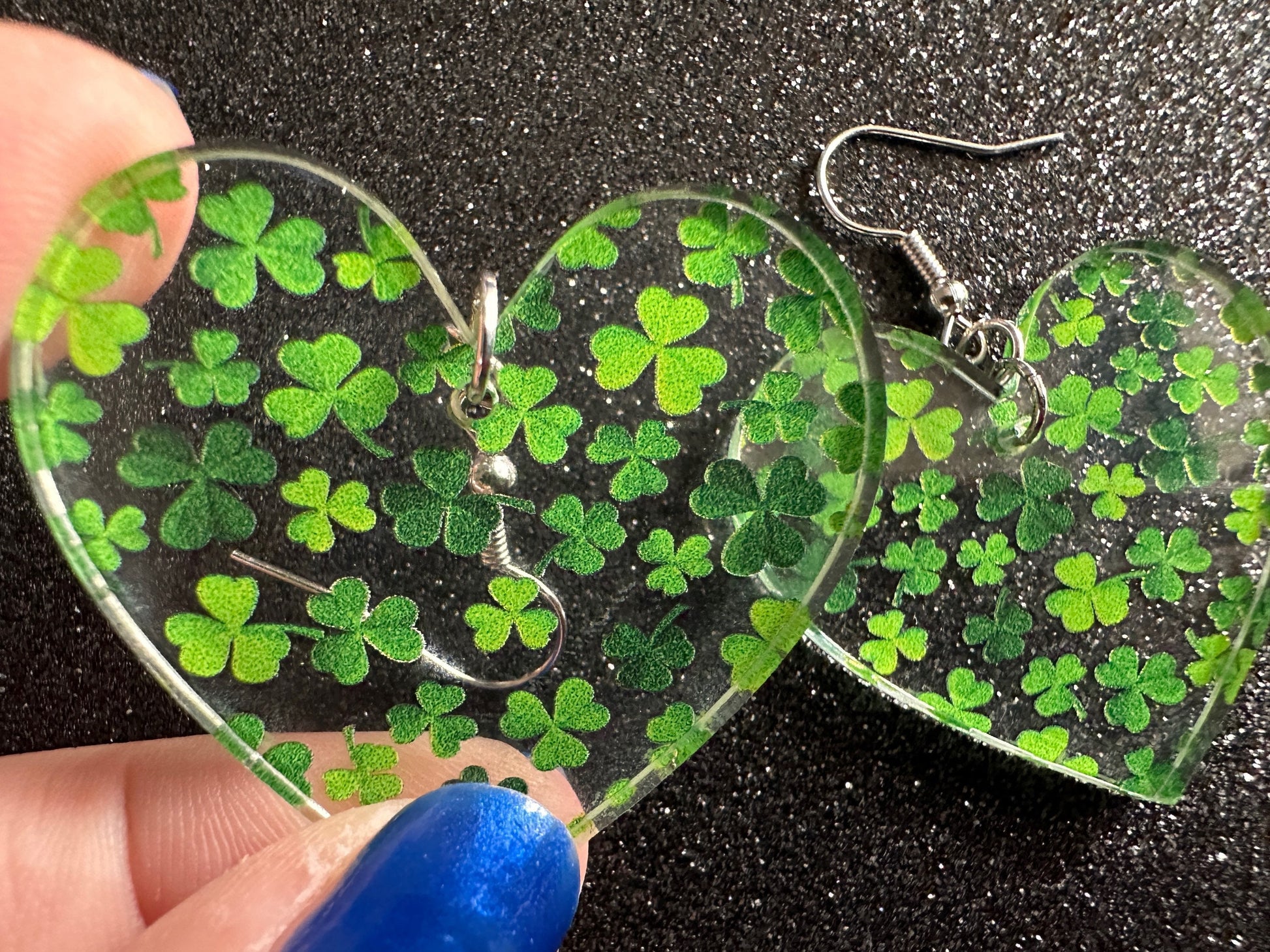 Four Leaf Clover Earrings: Laser Cut Acrylic Earrings, St. Patrick's Day, Green Earrings, Leprechaun, Irish, Best Gifts for Her/Him/Them