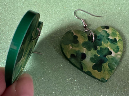 Four Leaf Clover Earrings: Laser Cut Acrylic Earrings, St. Patrick's Day, Green Earrings, Leprechaun, Irish, Best Gifts for Her/Him/Them