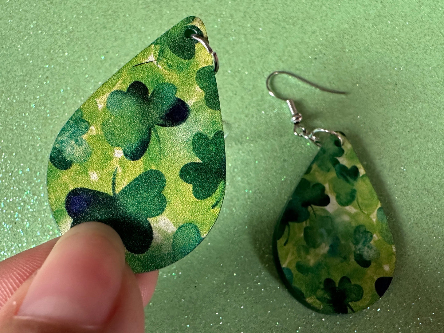 Four Leaf Clover Earrings: Laser Cut Acrylic Earrings, St. Patrick's Day, Green Earrings, Leprechaun, Irish, Best Gifts for Her/Him/Them