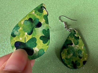 Four Leaf Clover Earrings: Laser Cut Acrylic Earrings, St. Patrick's Day, Green Earrings, Leprechaun, Irish, Best Gifts for Her/Him/Them