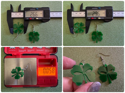 Four Leaf Clover Earrings: Laser Cut Acrylic Earrings, St. Patrick's Day, Green Earrings, Leprechaun, Irish, Best Gifts for Her/Him/Them