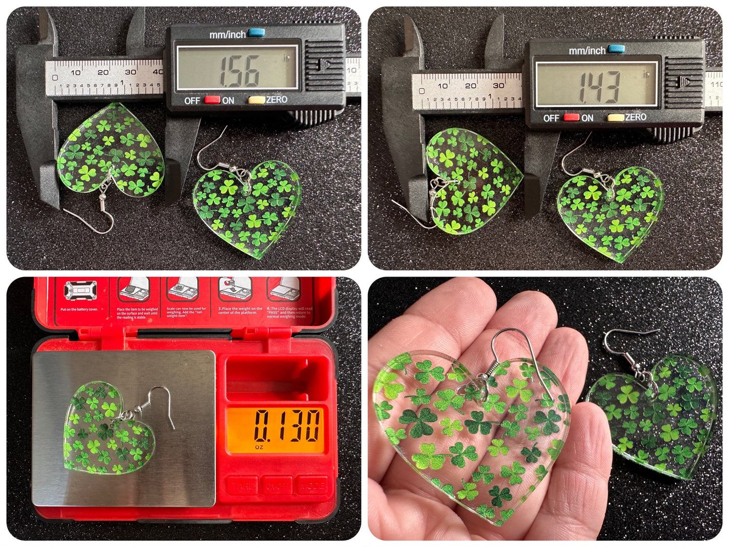 Four Leaf Clover Earrings: Laser Cut Acrylic Earrings, St. Patrick's Day, Green Earrings, Leprechaun, Irish, Best Gifts for Her/Him/Them