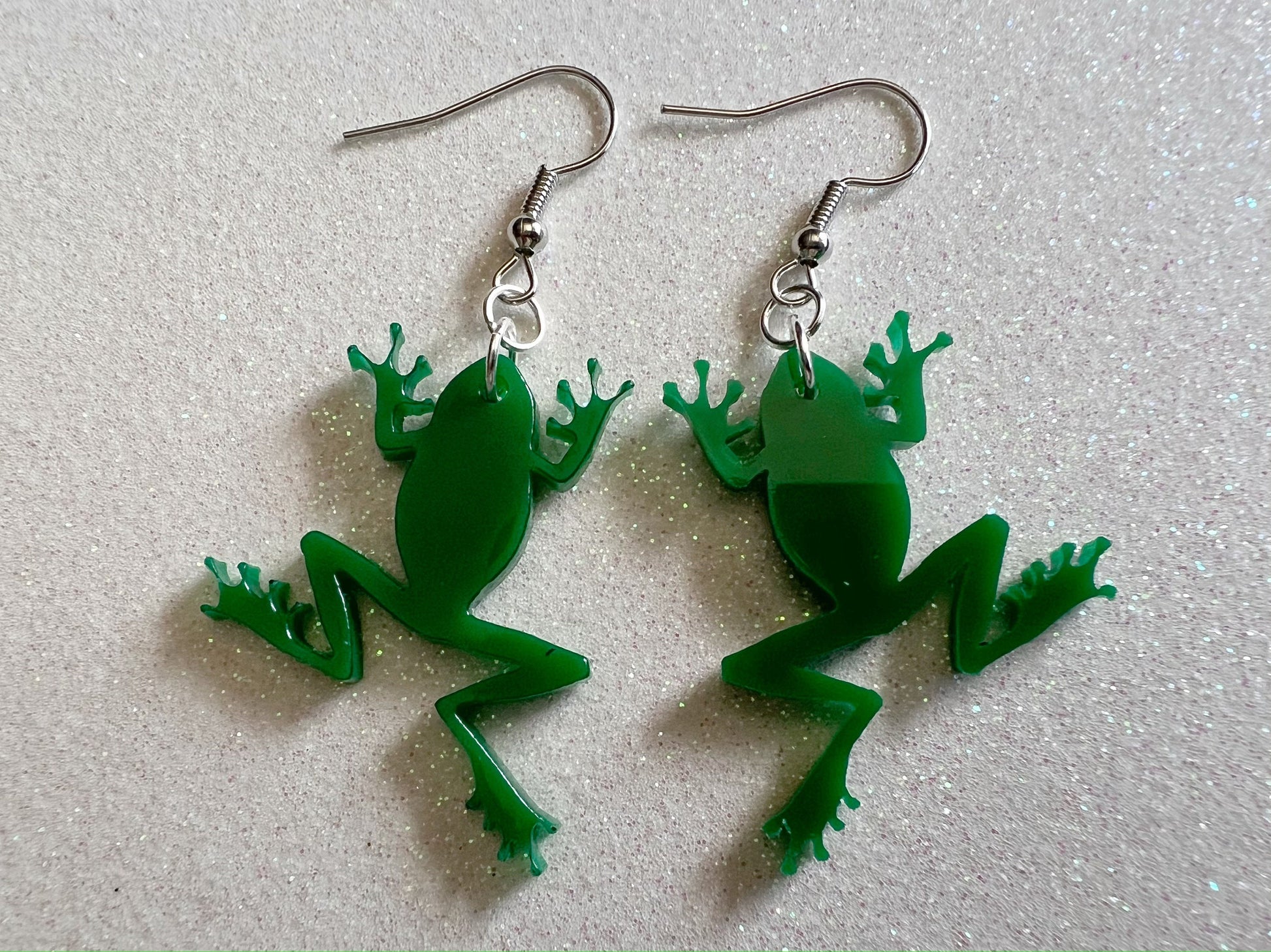 Frog Earrings: Laser Cut Acrylic Green Frogs, Simple Frog Outline, Frog Silhouette, Fall Earrings, Animals, Best Gifts for Her/Him/Them