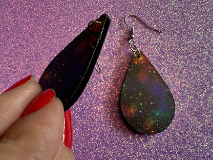 Galaxy Earrings: Laser Cut Acrylic Space Earrings, Astronomy, Stars, Night, Planets, Astrology, NASA, Nebula, Magic, Gifts for Her/Him/Them