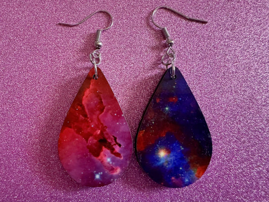 Galaxy Earrings: Sublimated Space Earrings, Outer Space, Stars, Night Sky, Astronomy, Astrology, Cosmology, Best Gift for Her/Him/Them