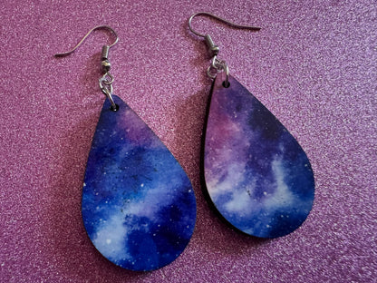 Galaxy Earrings: Sublimated Space Earrings, Outer Space, Stars, Night Sky, Astronomy, Astrology, Cosmology, Best Gift for Her/Him/Them