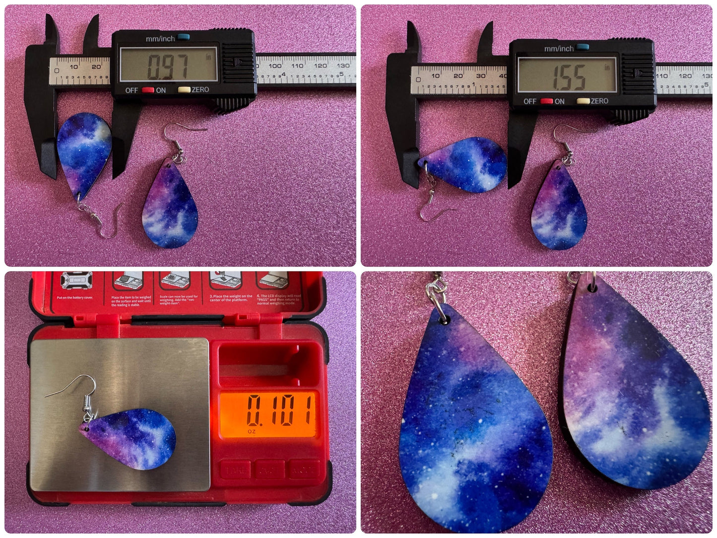 Galaxy Earrings: Sublimated Space Earrings, Outer Space, Stars, Night Sky, Astronomy, Astrology, Cosmology, Best Gift for Her/Him/Them
