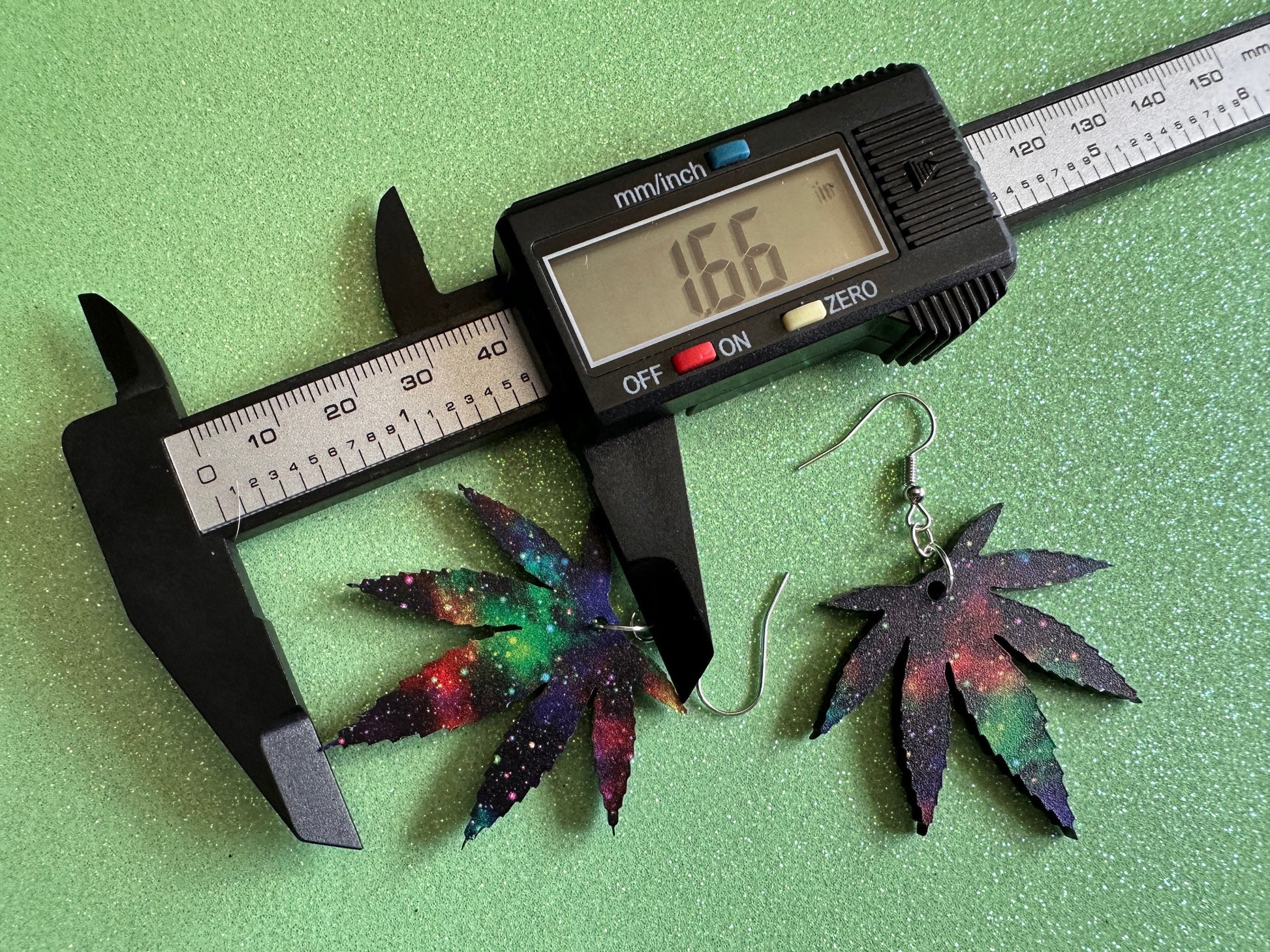 Galaxy  Leaf Earrings: Laser Cut Acrylic, Leaves, Nebula, High, Stars, Planets, Plants, 420, Space, Pot, Best Gifts for Her/Him/Them