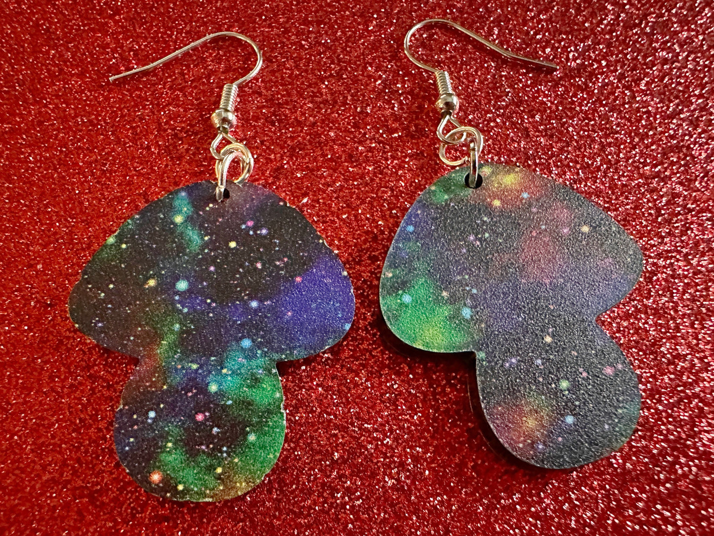 Galaxy Mushroom Earrings: Laser Cut Acrylic Earrings, Astronomy, Stars, Planets, Astrology, Night, Nebula, Magic, Gifts for Her/Him/Them