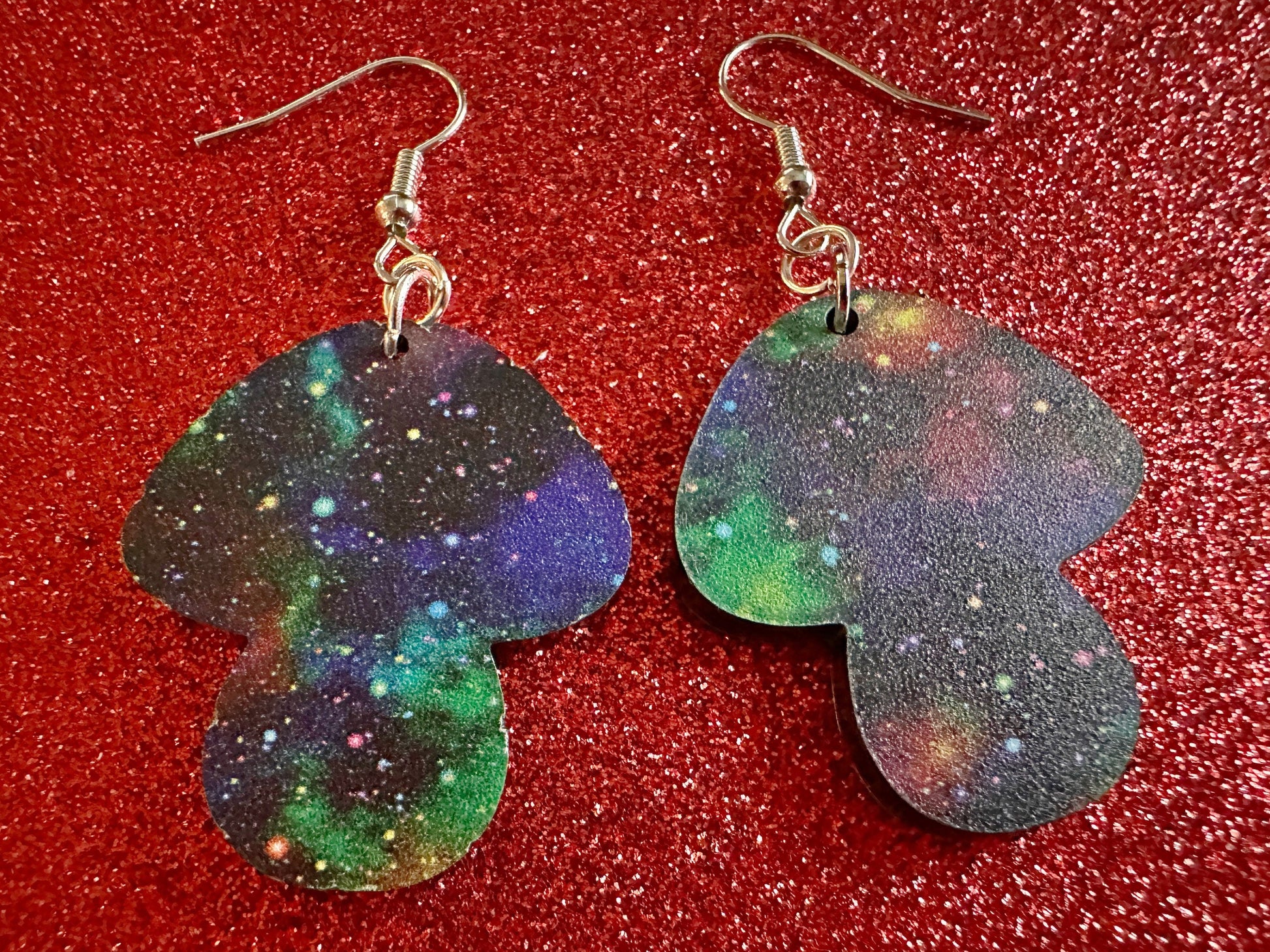 Galaxy Mushroom Earrings: Laser Cut Acrylic Earrings, Astronomy, Stars, Planets, Astrology, Night, Nebula, Magic, Gifts for Her/Him/Them