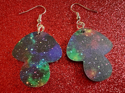 Galaxy Mushroom Earrings: Laser Cut Acrylic Earrings, Astronomy, Stars, Planets, Astrology, Night, Nebula, Magic, Gifts for Her/Him/Them
