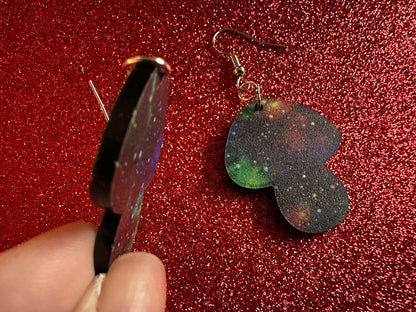 Galaxy Mushroom Earrings: Laser Cut Acrylic Earrings, Astronomy, Stars, Planets, Astrology, Night, Nebula, Magic, Gifts for Her/Him/Them