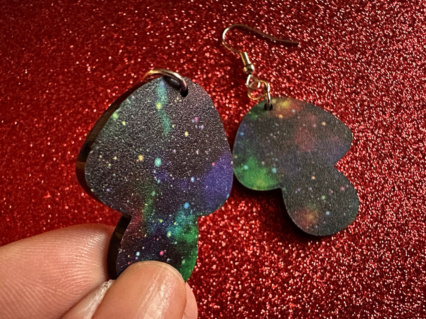 Galaxy Mushroom Earrings: Laser Cut Acrylic Earrings, Astronomy, Stars, Planets, Astrology, Night, Nebula, Magic, Gifts for Her/Him/Them