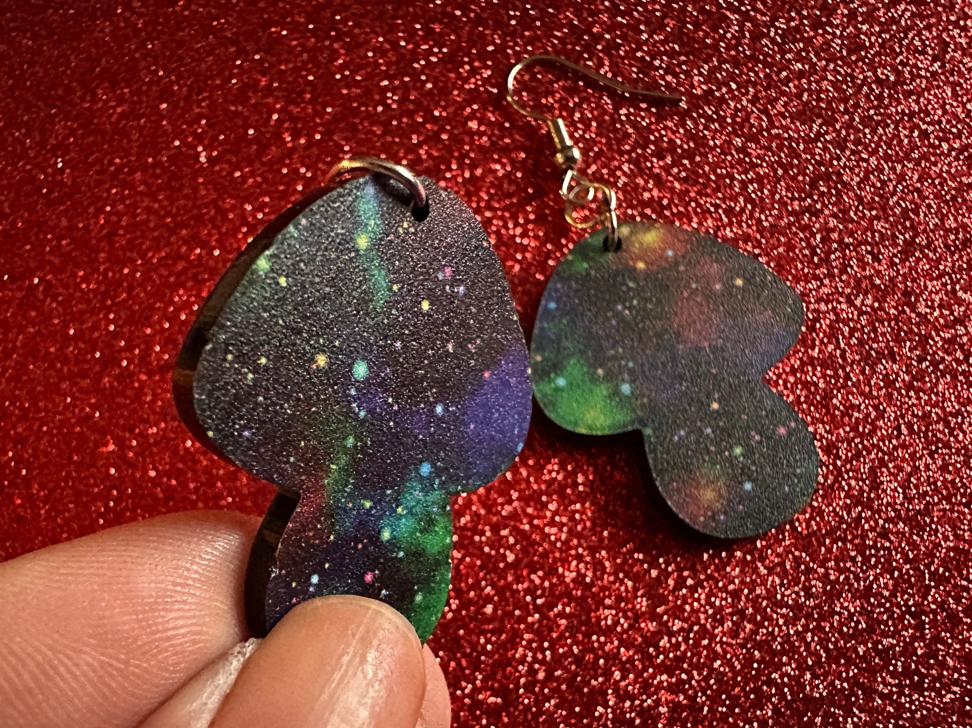 Galaxy Mushroom Earrings: Laser Cut Acrylic Earrings, Astronomy, Stars, Planets, Astrology, Night, Nebula, Magic, Gifts for Her/Him/Them