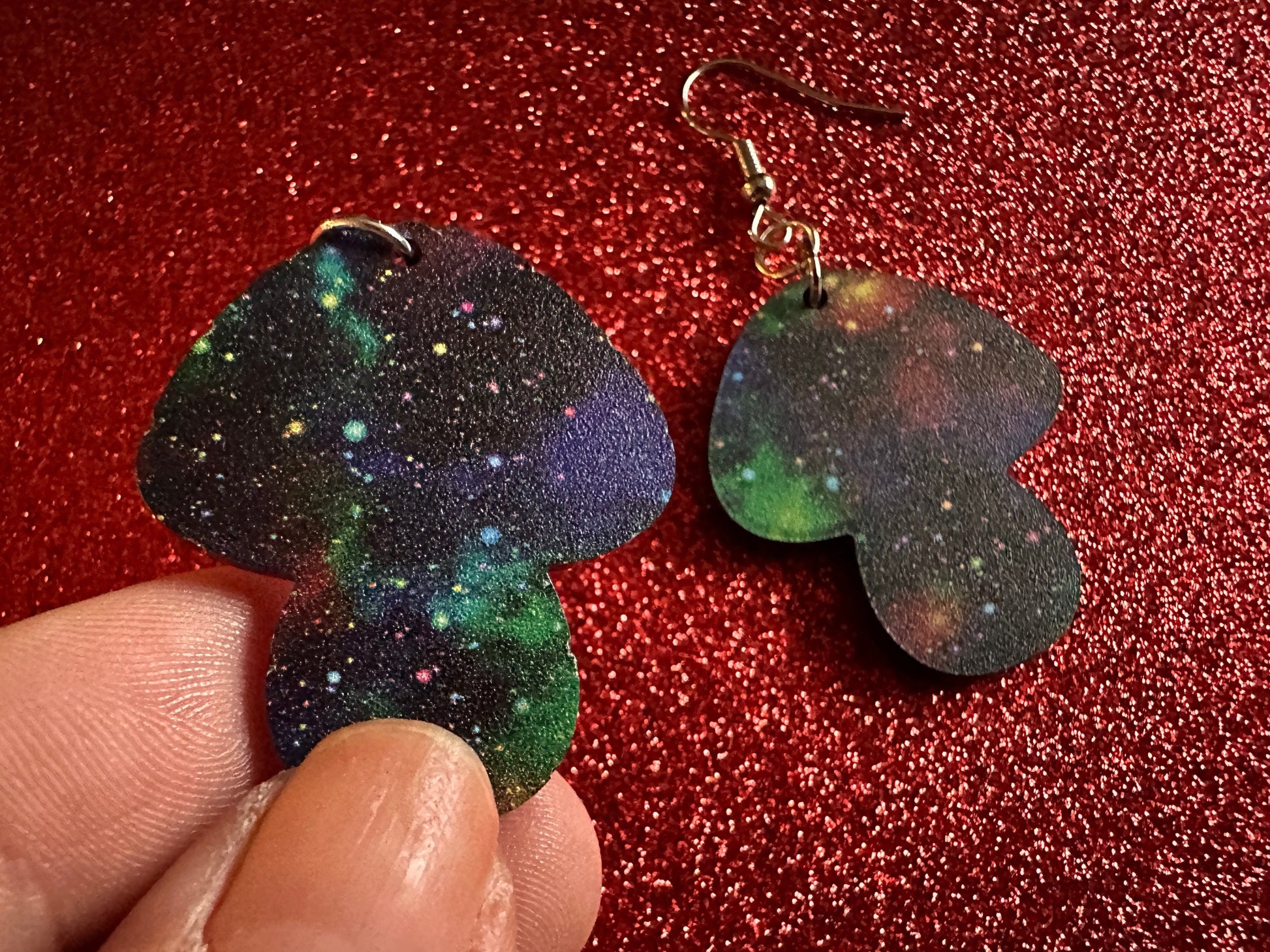 Galaxy Mushroom Earrings: Laser Cut Acrylic Earrings, Astronomy, Stars, Planets, Astrology, Night, Nebula, Magic, Gifts for Her/Him/Them