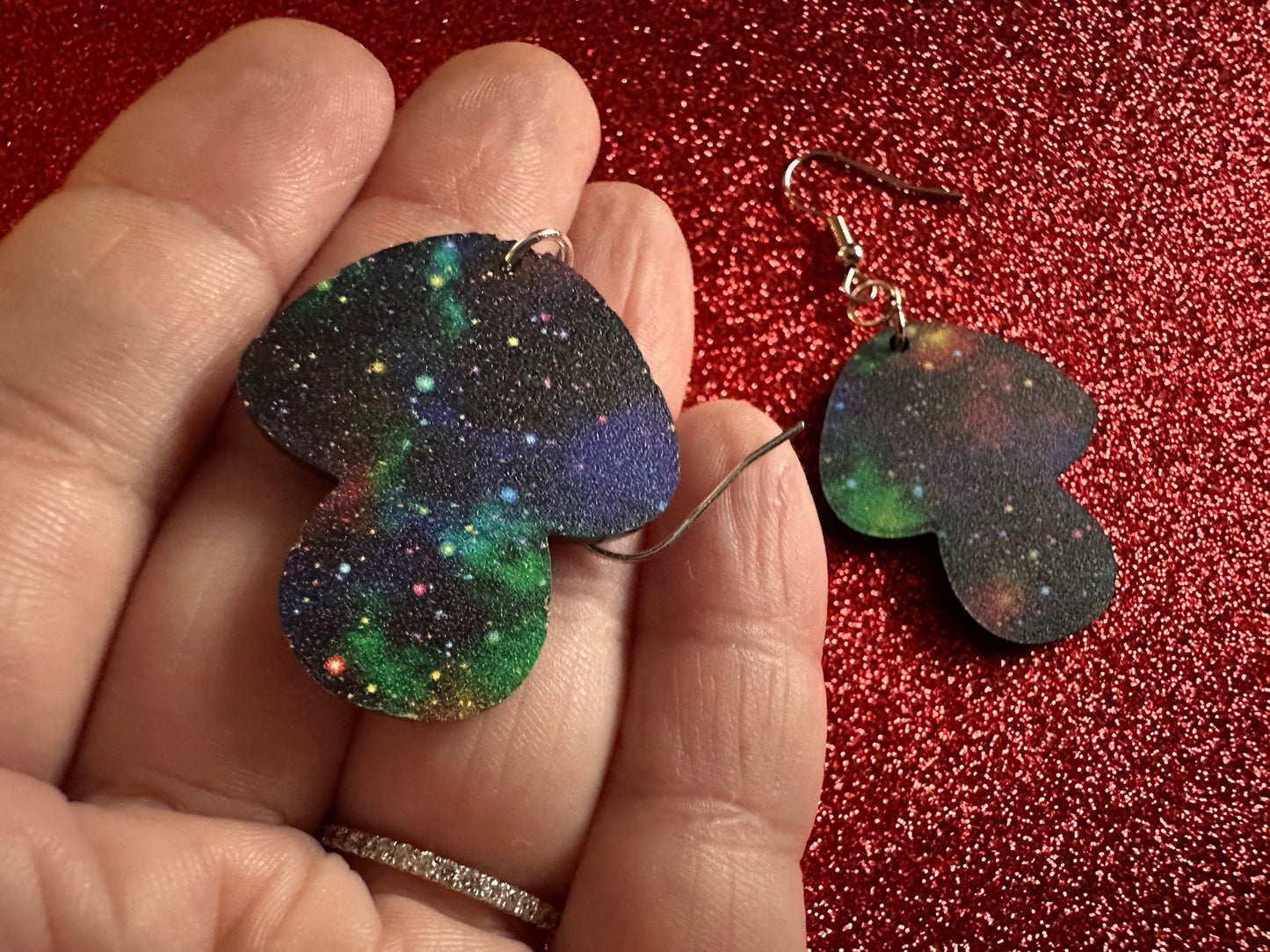 Galaxy Mushroom Earrings: Laser Cut Acrylic Earrings, Astronomy, Stars, Planets, Astrology, Night, Nebula, Magic, Gifts for Her/Him/Them