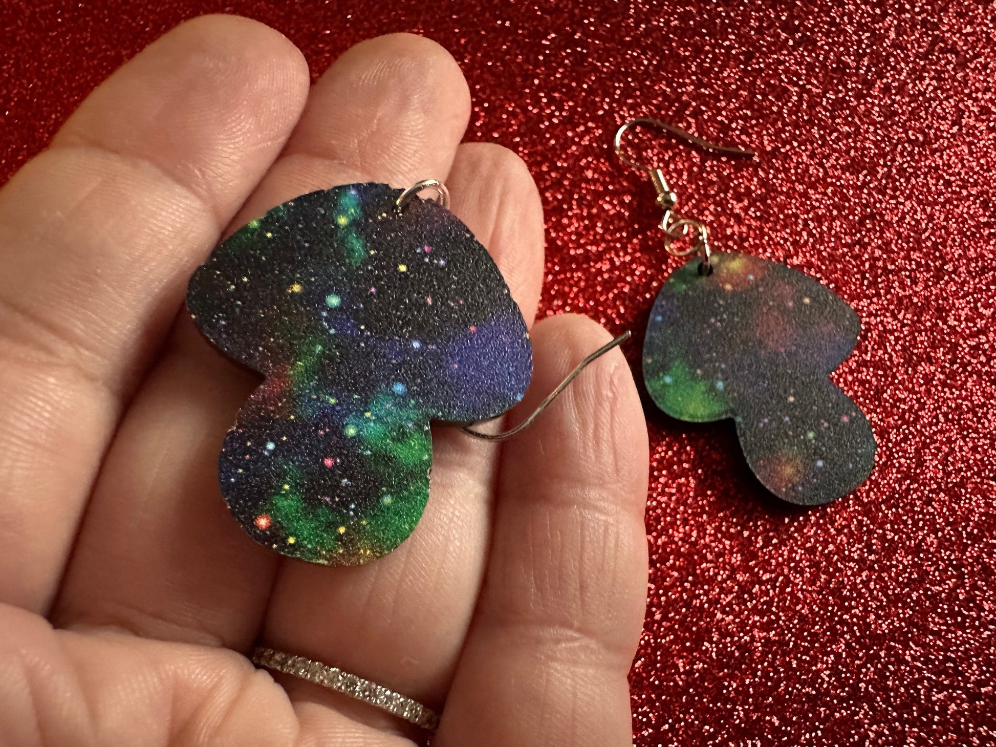 Galaxy Mushroom Earrings: Laser Cut Acrylic Earrings, Astronomy, Stars, Planets, Astrology, Night, Nebula, Magic, Gifts for Her/Him/Them
