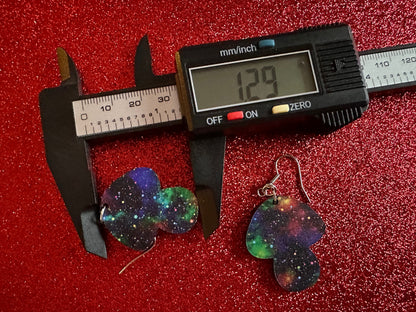 Galaxy Mushroom Earrings: Laser Cut Acrylic Earrings, Astronomy, Stars, Planets, Astrology, Night, Nebula, Magic, Gifts for Her/Him/Them