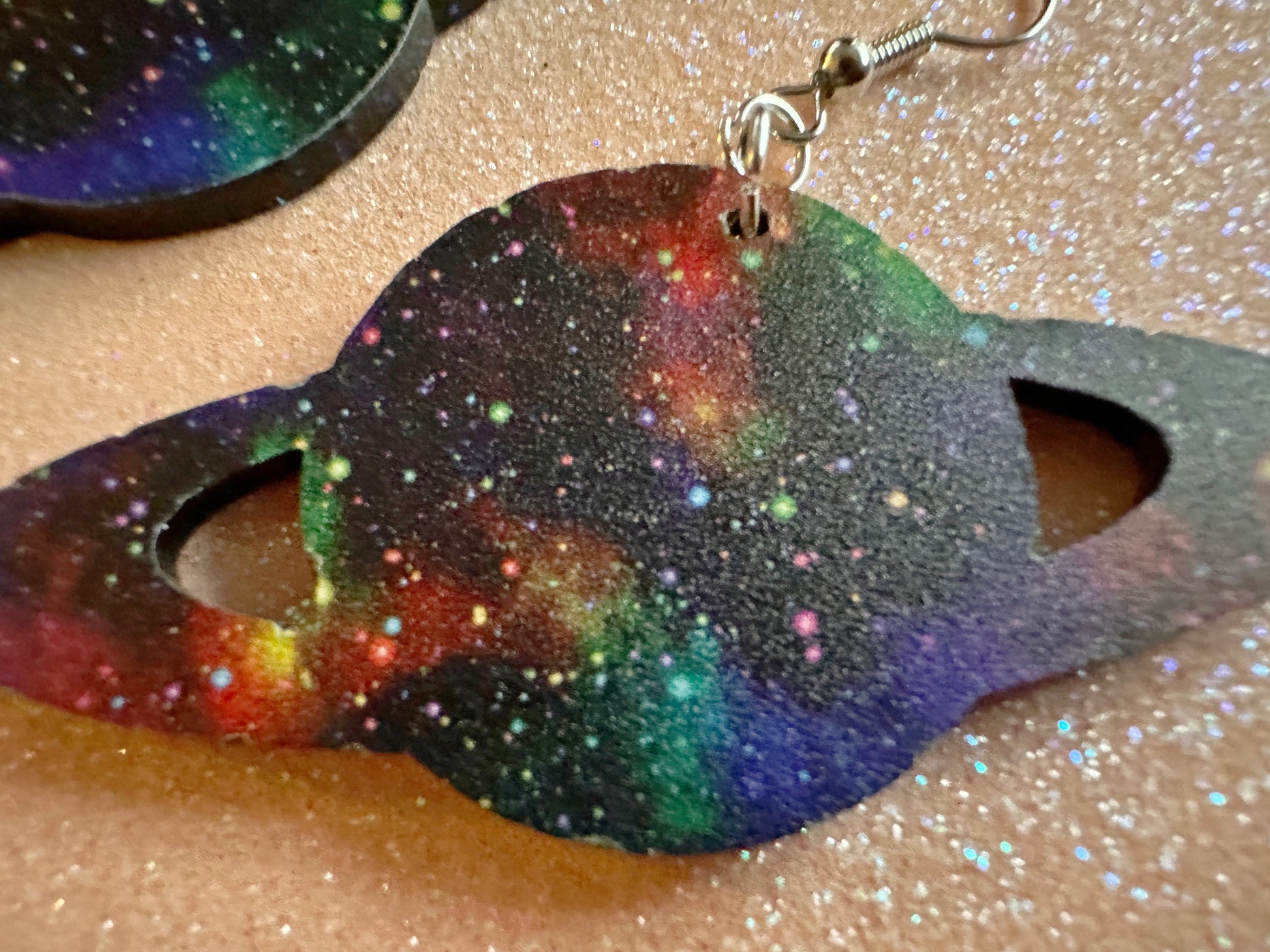Galaxy Saturn Earrings: Laser Cut Acrylic Planets, Magic, Night Sky, Moons, Astrology, Astronomy, Space Themed, NASA, Gifts for Her/Him/Them