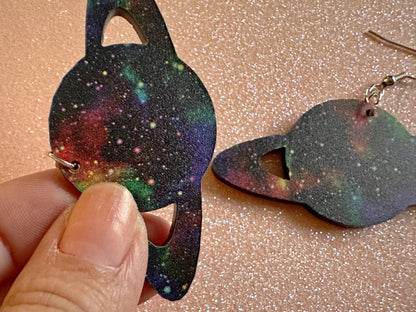 Galaxy Saturn Earrings: Laser Cut Acrylic Planets, Magic, Night Sky, Moons, Astrology, Astronomy, Space Themed, NASA, Gifts for Her/Him/Them