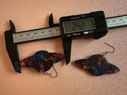 Galaxy Saturn Earrings: Laser Cut Acrylic Planets, Magic, Night Sky, Moons, Astrology, Astronomy, Space Themed, NASA, Gifts for Her/Him/Them