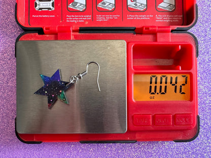 Galaxy Star & Moon Earrings: Laser Cut Acrylic Stars, Magic, Night Sky, Moons, Astrology, Astronomy, Space Themed, Gifts for Her/Him/Them