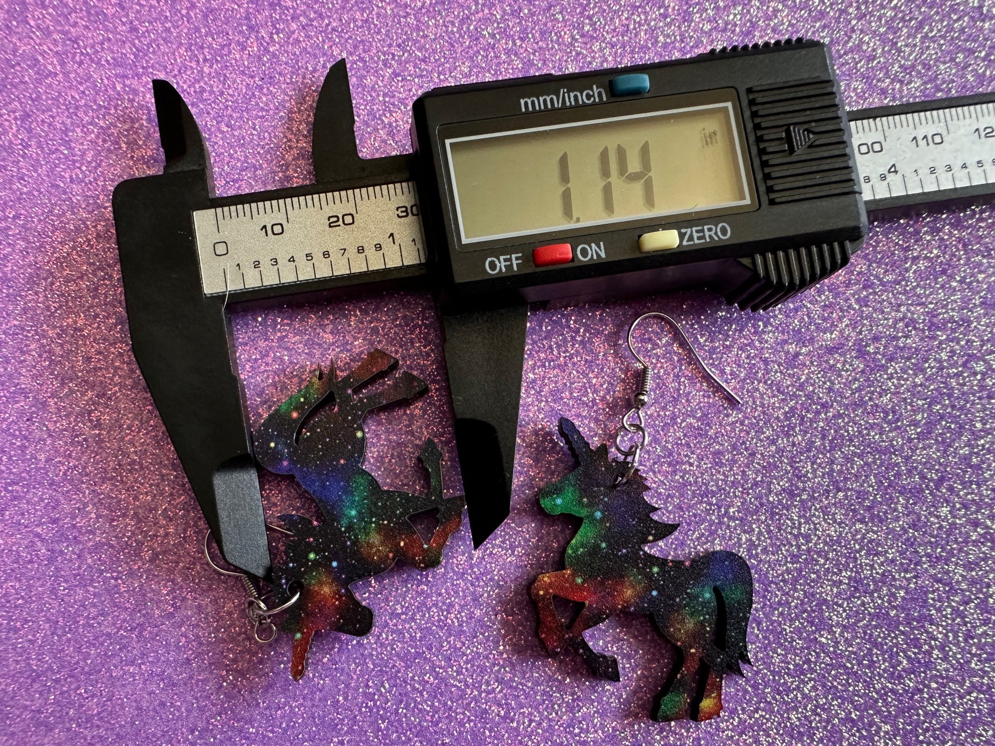 Galaxy Unicorn Earrings: Laser Cut Acrylic Space Earrings, Nebula, Magic, Magical Creature, Astrology, Astronomy, Gifts for Her/Him/Them