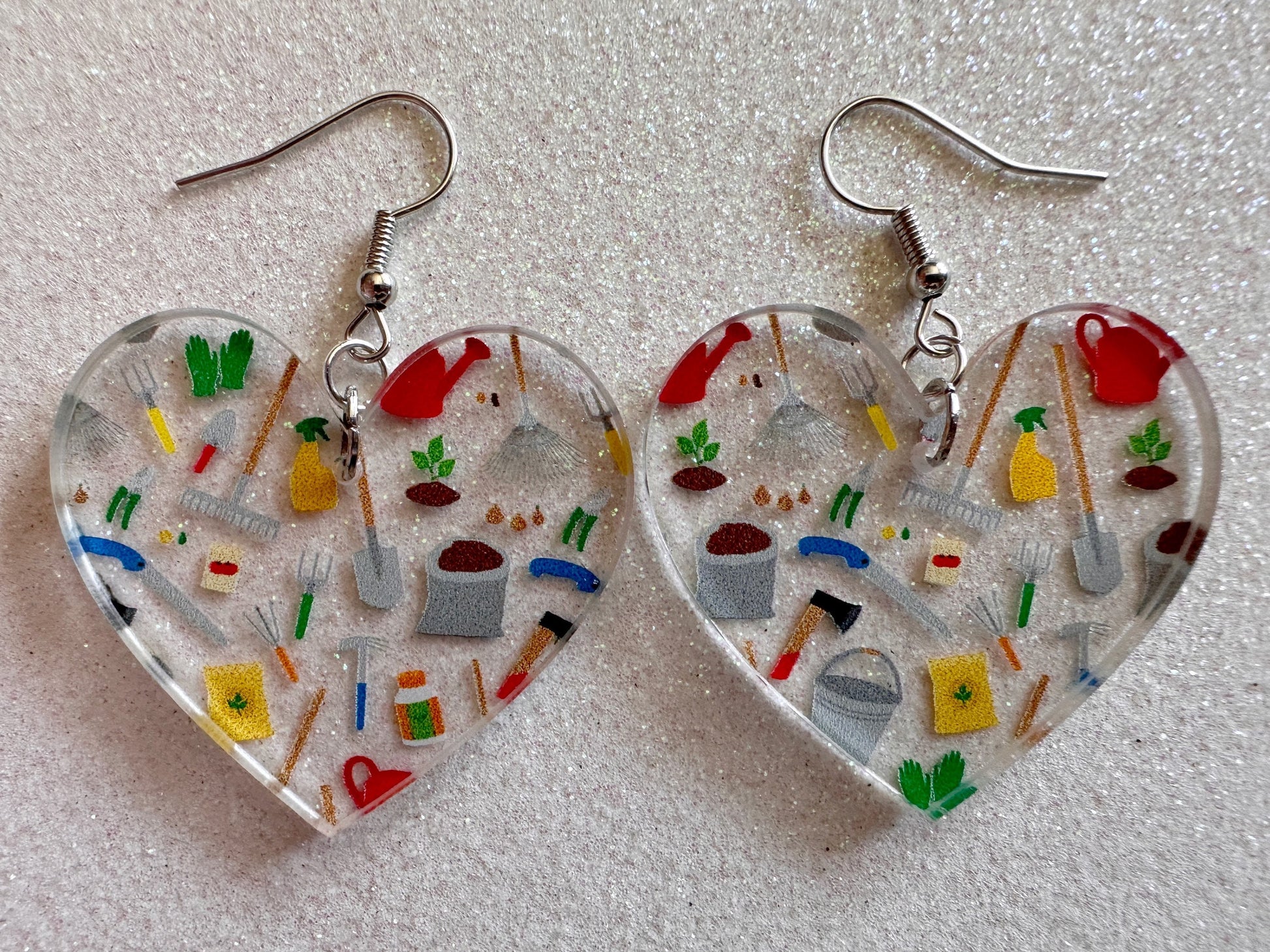 Gardening Earrings: Laser Cut Acrylic Gardening Tools, Green Earrings, Plants, Gardener, Garden, Rake, Shovel, Farm, Gifts for Her/Him/Them