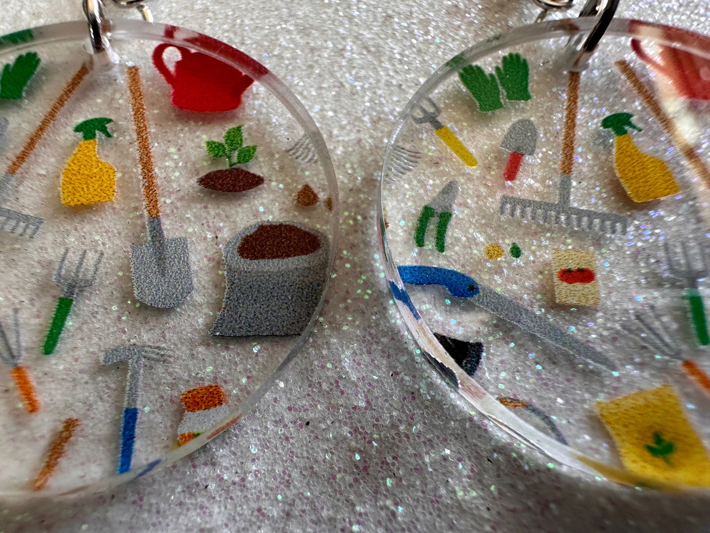 Gardening Earrings: Laser Cut Acrylic Gardening Tools, Green Earrings, Plants, Gardener, Garden, Rake, Shovel, Farm, Gifts for Her/Him/Them