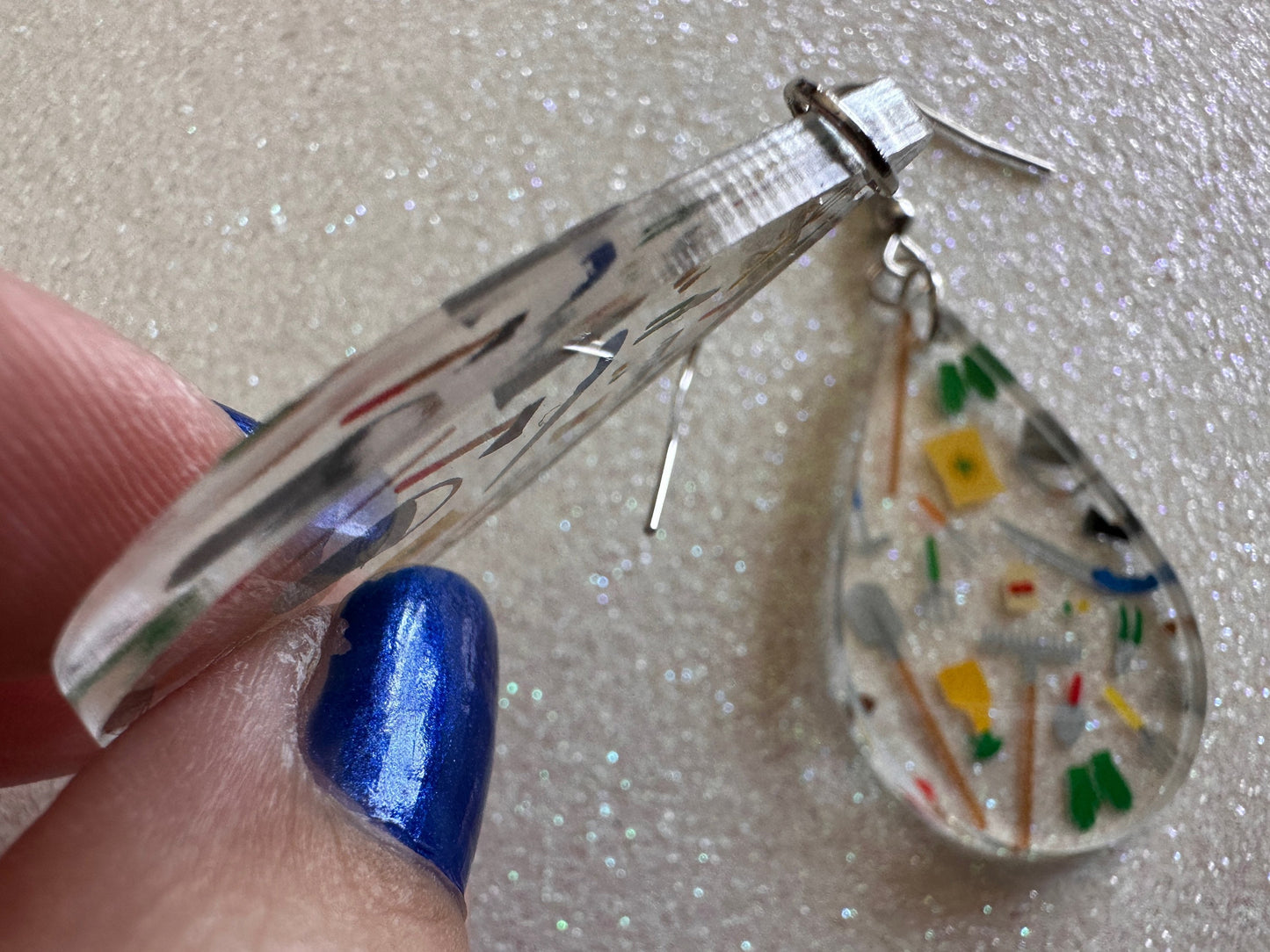 Gardening Earrings: Laser Cut Acrylic Gardening Tools, Green Earrings, Plants, Gardener, Garden, Rake, Shovel, Farm, Gifts for Her/Him/Them