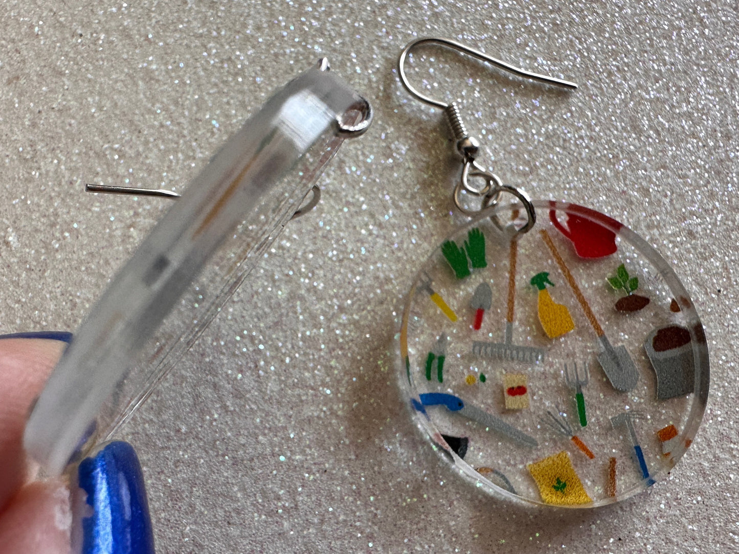 Gardening Earrings: Laser Cut Acrylic Gardening Tools, Green Earrings, Plants, Gardener, Garden, Rake, Shovel, Farm, Gifts for Her/Him/Them