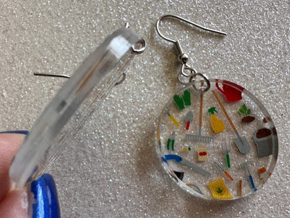 Gardening Earrings: Laser Cut Acrylic Gardening Tools, Green Earrings, Plants, Gardener, Garden, Rake, Shovel, Farm, Gifts for Her/Him/Them