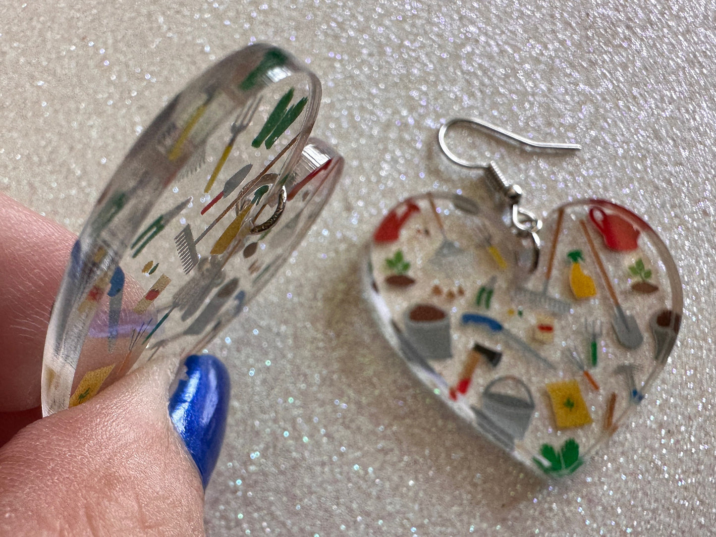 Gardening Earrings: Laser Cut Acrylic Gardening Tools, Green Earrings, Plants, Gardener, Garden, Rake, Shovel, Farm, Gifts for Her/Him/Them