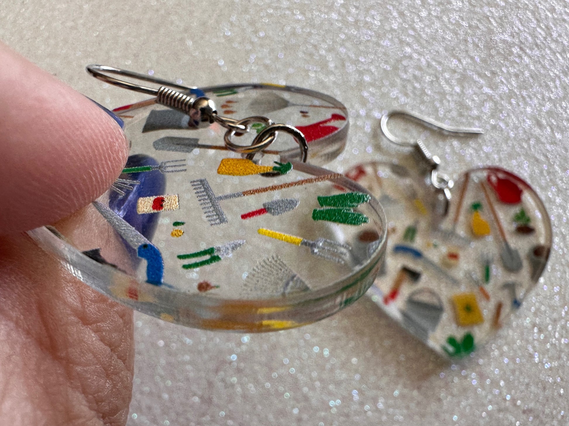 Gardening Earrings: Laser Cut Acrylic Gardening Tools, Green Earrings, Plants, Gardener, Garden, Rake, Shovel, Farm, Gifts for Her/Him/Them