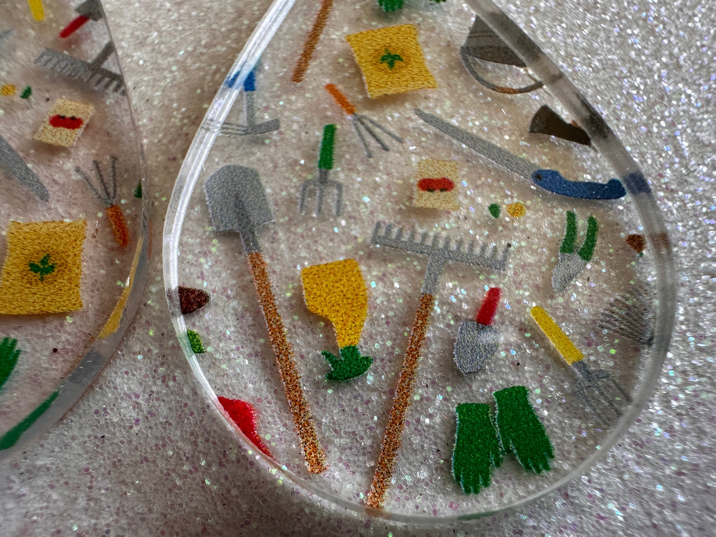 Gardening Earrings: Laser Cut Acrylic Gardening Tools, Green Earrings, Plants, Gardener, Garden, Rake, Shovel, Farm, Gifts for Her/Him/Them
