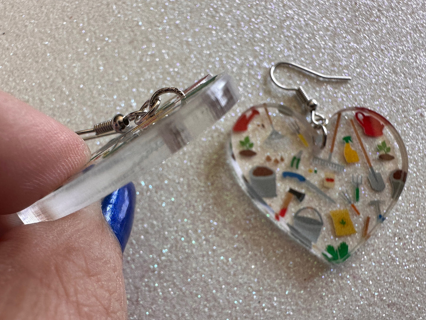 Gardening Earrings: Laser Cut Acrylic Gardening Tools, Green Earrings, Plants, Gardener, Garden, Rake, Shovel, Farm, Gifts for Her/Him/Them