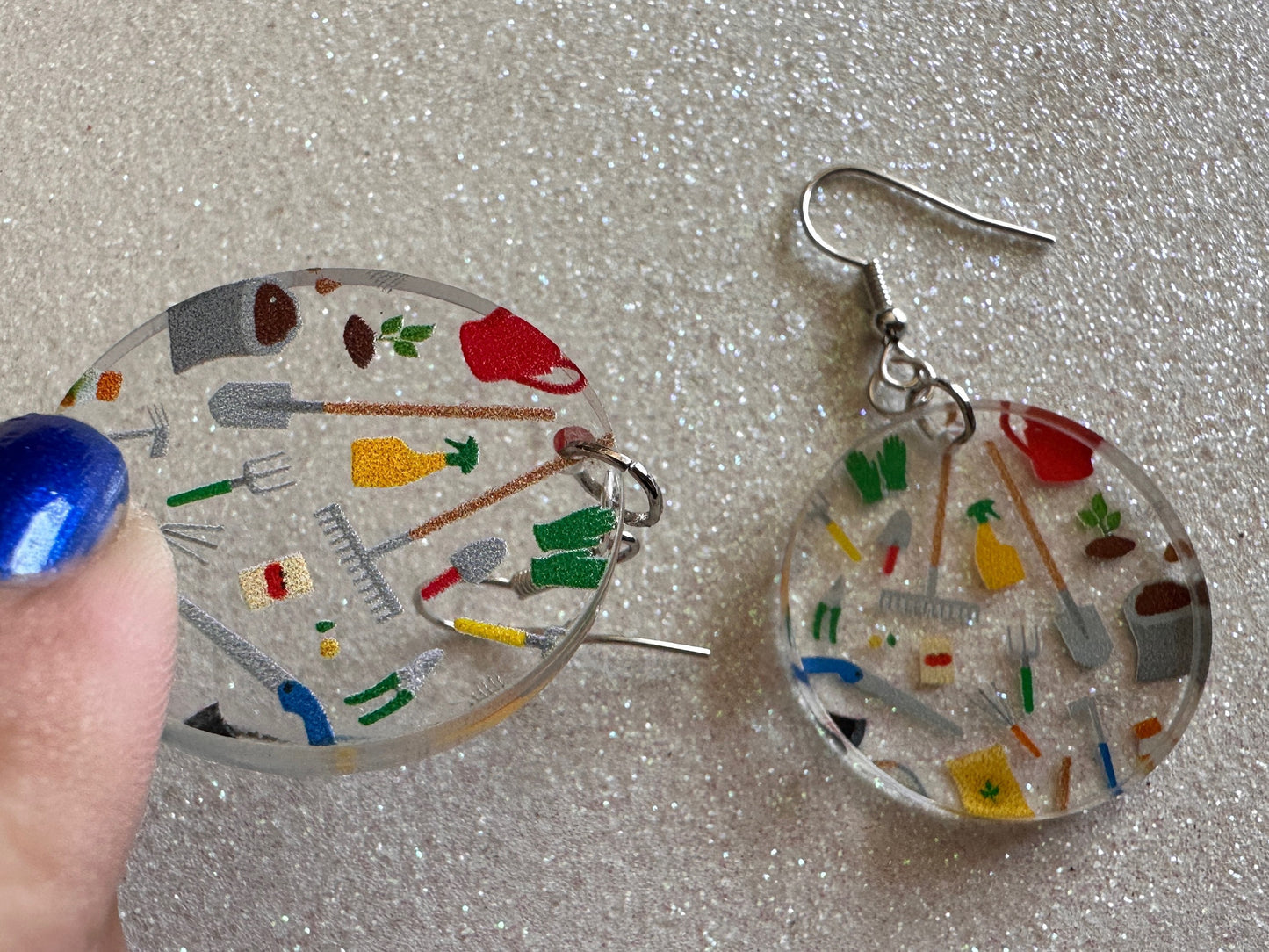 Gardening Earrings: Laser Cut Acrylic Gardening Tools, Green Earrings, Plants, Gardener, Garden, Rake, Shovel, Farm, Gifts for Her/Him/Them