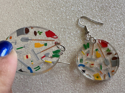 Gardening Earrings: Laser Cut Acrylic Gardening Tools, Green Earrings, Plants, Gardener, Garden, Rake, Shovel, Farm, Gifts for Her/Him/Them