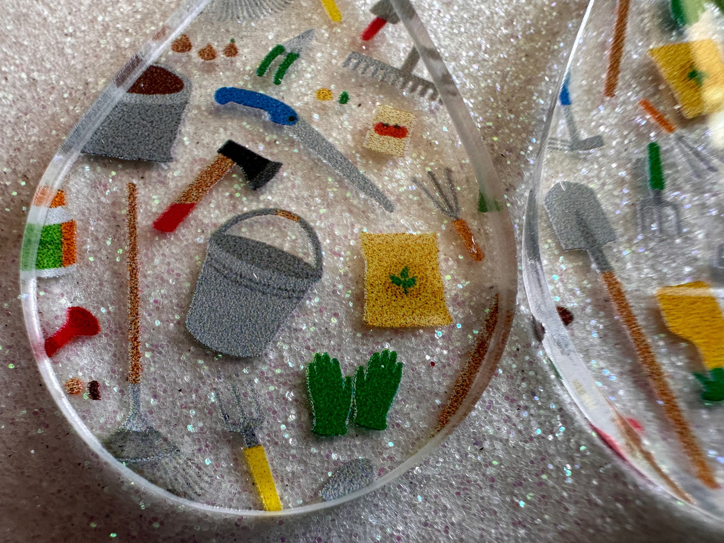 Gardening Earrings: Laser Cut Acrylic Gardening Tools, Green Earrings, Plants, Gardener, Garden, Rake, Shovel, Farm, Gifts for Her/Him/Them