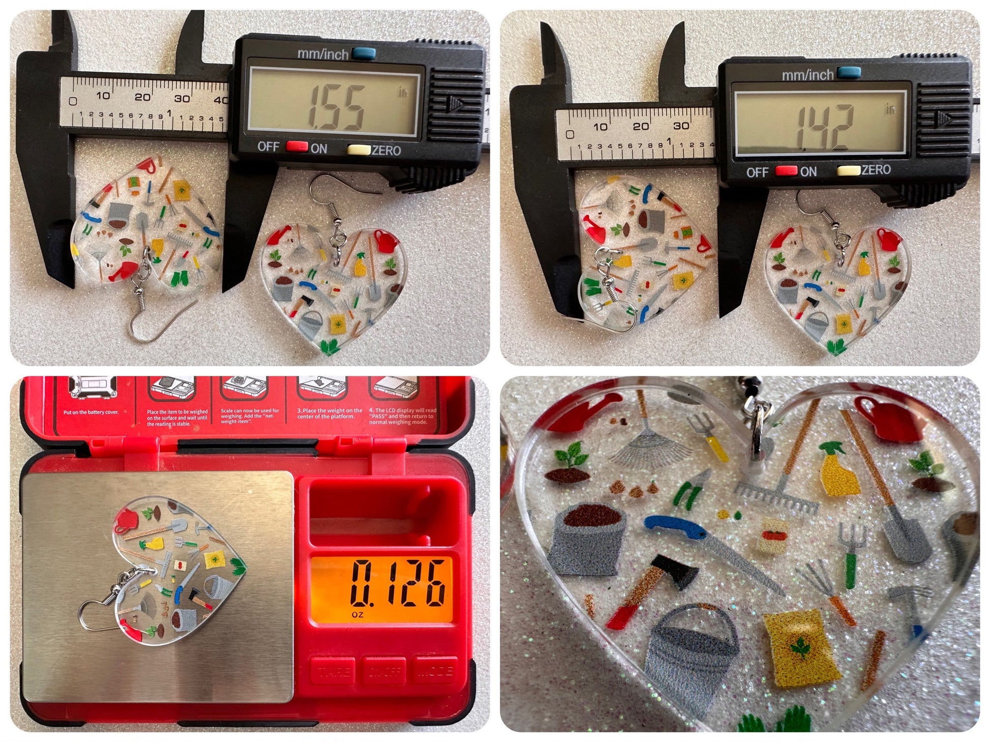 Gardening Earrings: Laser Cut Acrylic Gardening Tools, Green Earrings, Plants, Gardener, Garden, Rake, Shovel, Farm, Gifts for Her/Him/Them