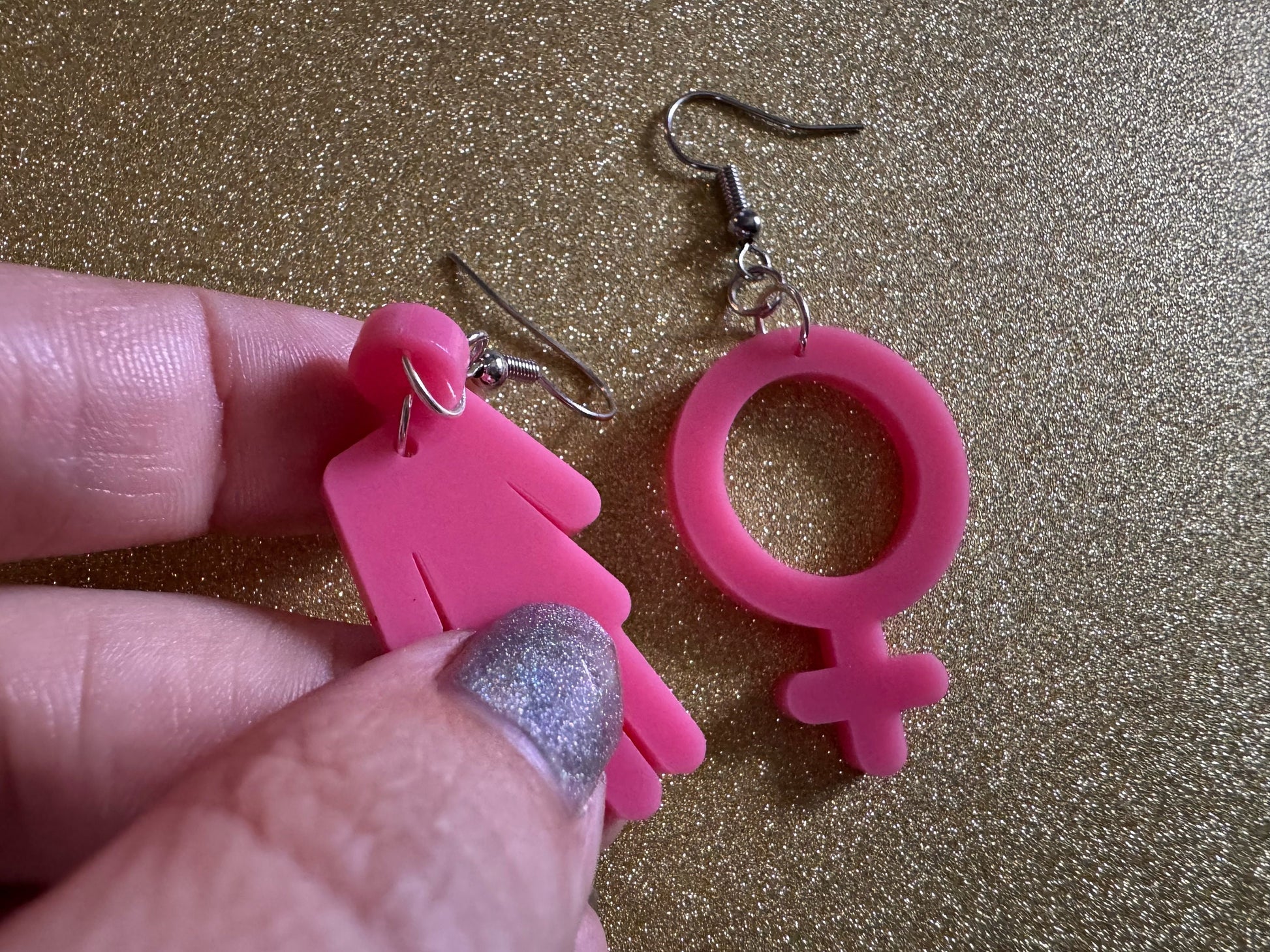 Gender Identity Earrings: Laser Cut Acrylic Female Gender Signs, Pronouns, Pride Week, She/Her, Trans, Best Gifts for Her/Him/Them