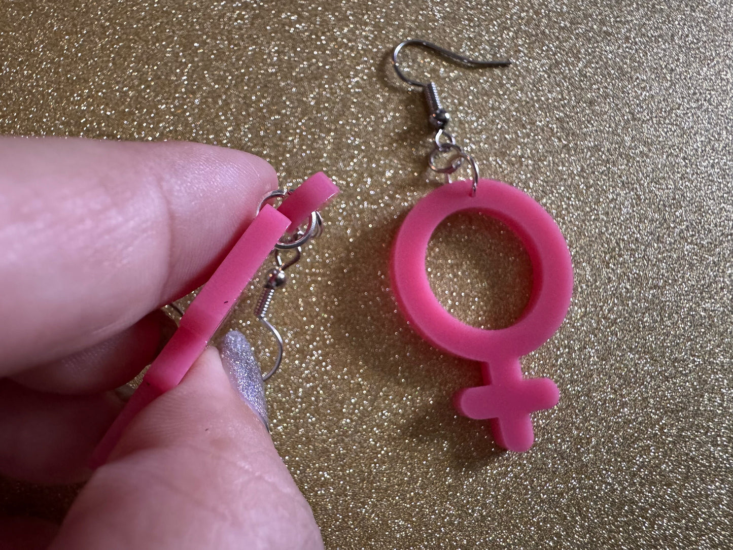 Gender Identity Earrings: Laser Cut Acrylic Female Gender Signs, Pronouns, Pride Week, She/Her, Trans, Best Gifts for Her/Him/Them