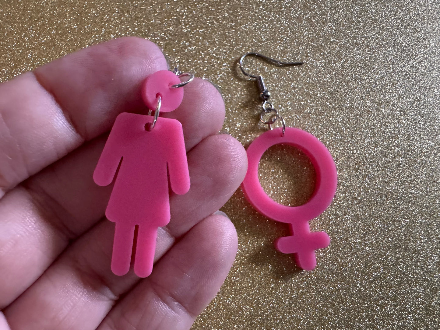 Gender Identity Earrings: Laser Cut Acrylic Female Gender Signs, Pronouns, Pride Week, She/Her, Trans, Best Gifts for Her/Him/Them