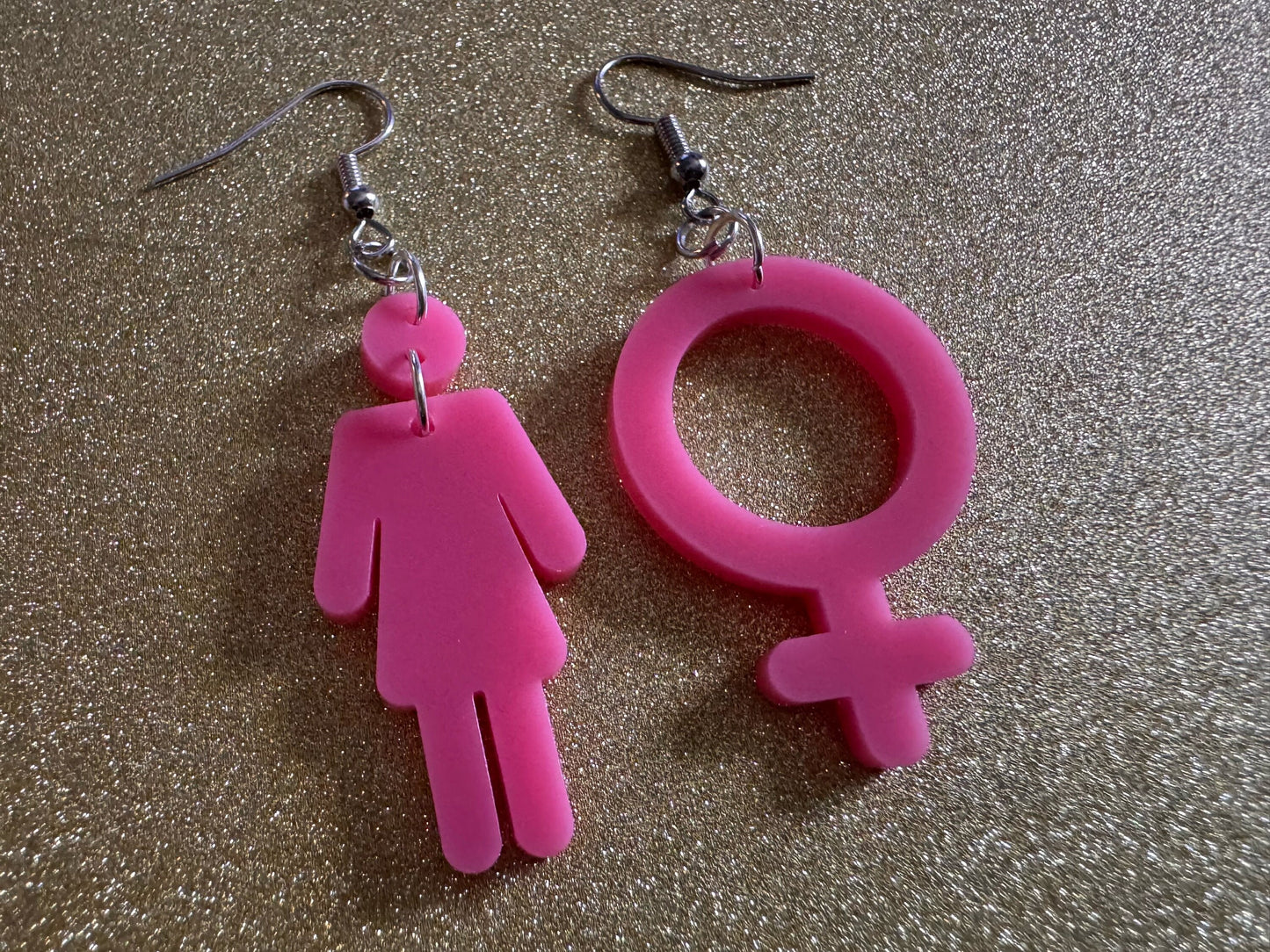 Gender Identity Earrings: Laser Cut Acrylic Female Gender Signs, Pronouns, Pride Week, She/Her, Trans, Best Gifts for Her/Him/Them